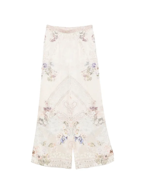 Camilla Floral-print Wide-leg Palazzo Pants in Neutrals