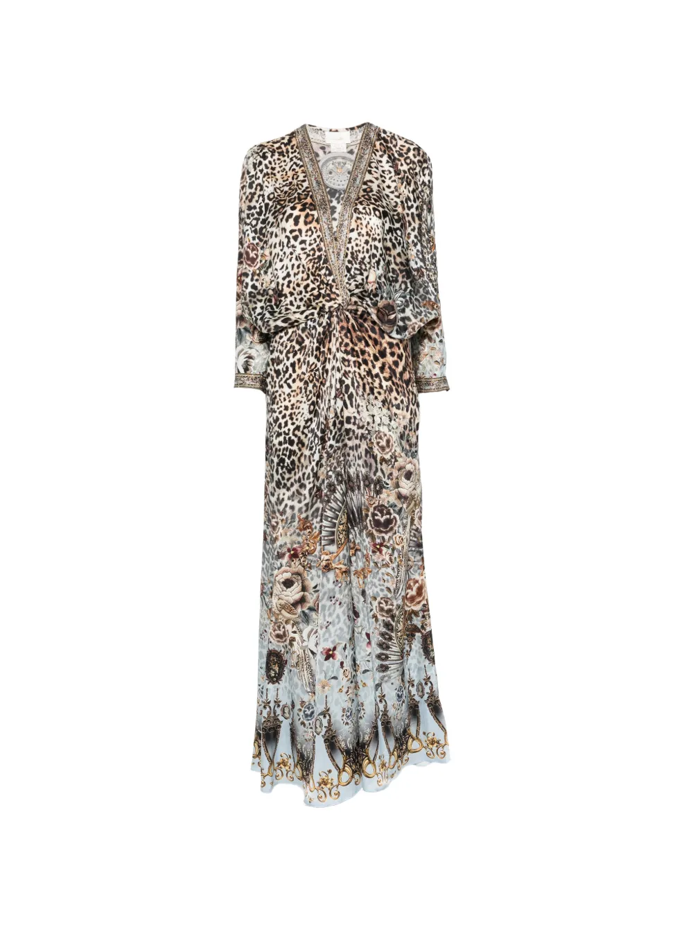 Camilla twist-front leopard-print V-neck silk maxi dress - Neutrals