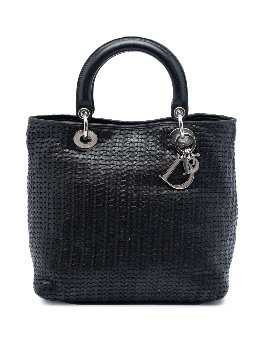 Christian Dior Pre-Owned 2008 Medium Woven Calfskin Soft Lady Dior handbag - Nero