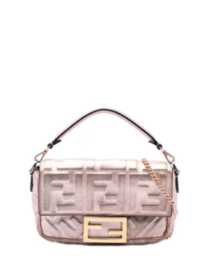 Fendi Pre-Owned 2010-2026 Mini Zucca Embossed Metallic Leather