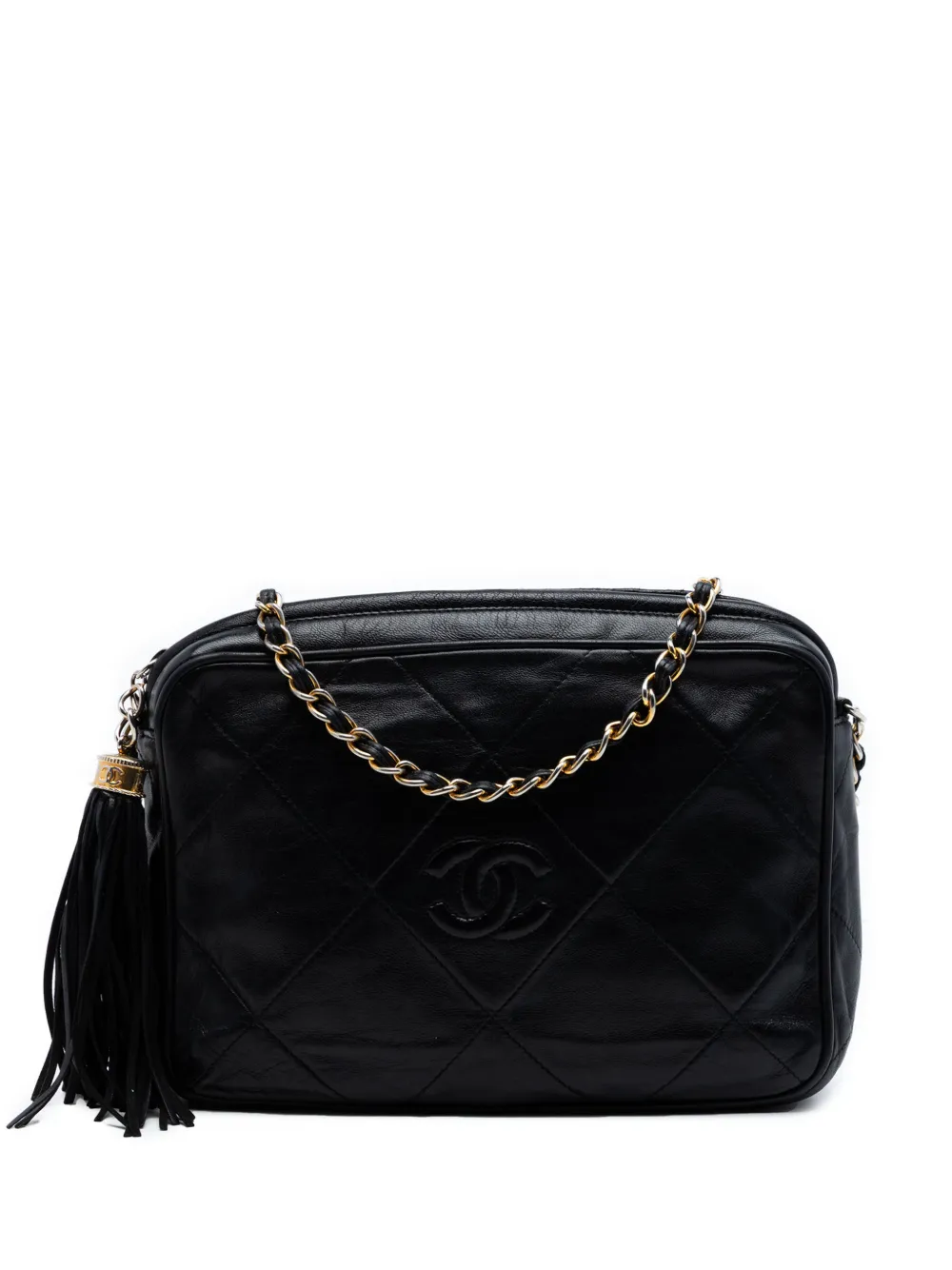 CHANEL Pre-Owned 1986-1988 CC Quilted Lambskin Tassel Camera Bag crossbody bag - Schwarz