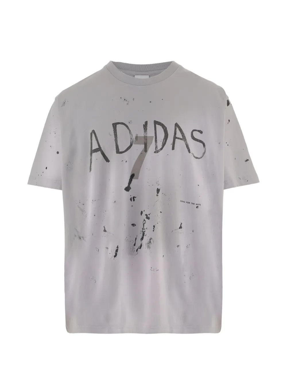 Song For The Mute x Adidas 007 logo-print paint-splatter T-shirt - Grigio