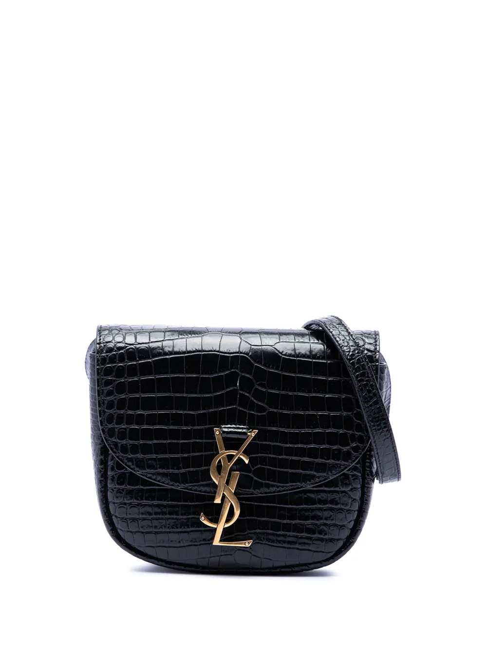 Saint Laurent Pre-Owned 2021 Small Croc Embossed Monogram Kaia crossbody bag - Black
