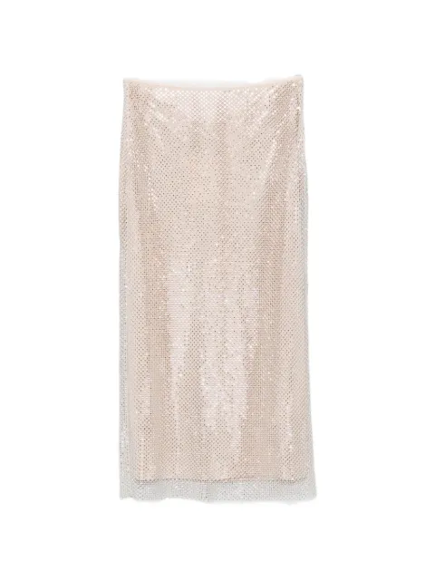 Marella rhinestone-embellished mesh-overlay midi skirt