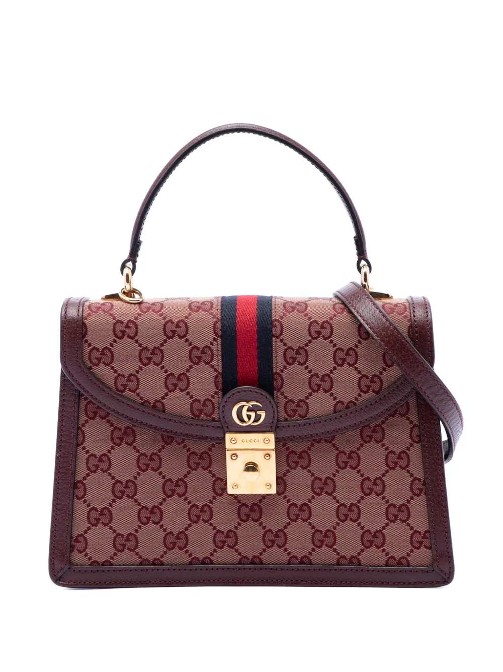 Gucci Pre-Owned 2016-2026 Small GG Canvas Web Ophidia Top Handle Flap satchel - Rot