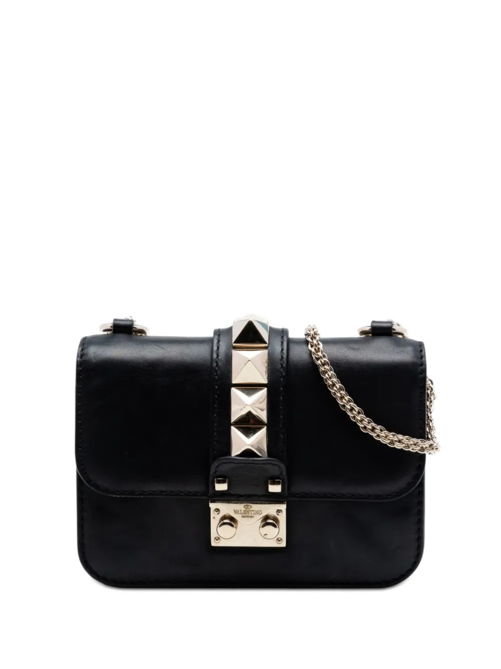 Valentino Garavani Pre-Owned 2000-2017 Mini Leather Rockstud Glam Lock crossbody bag - Nero