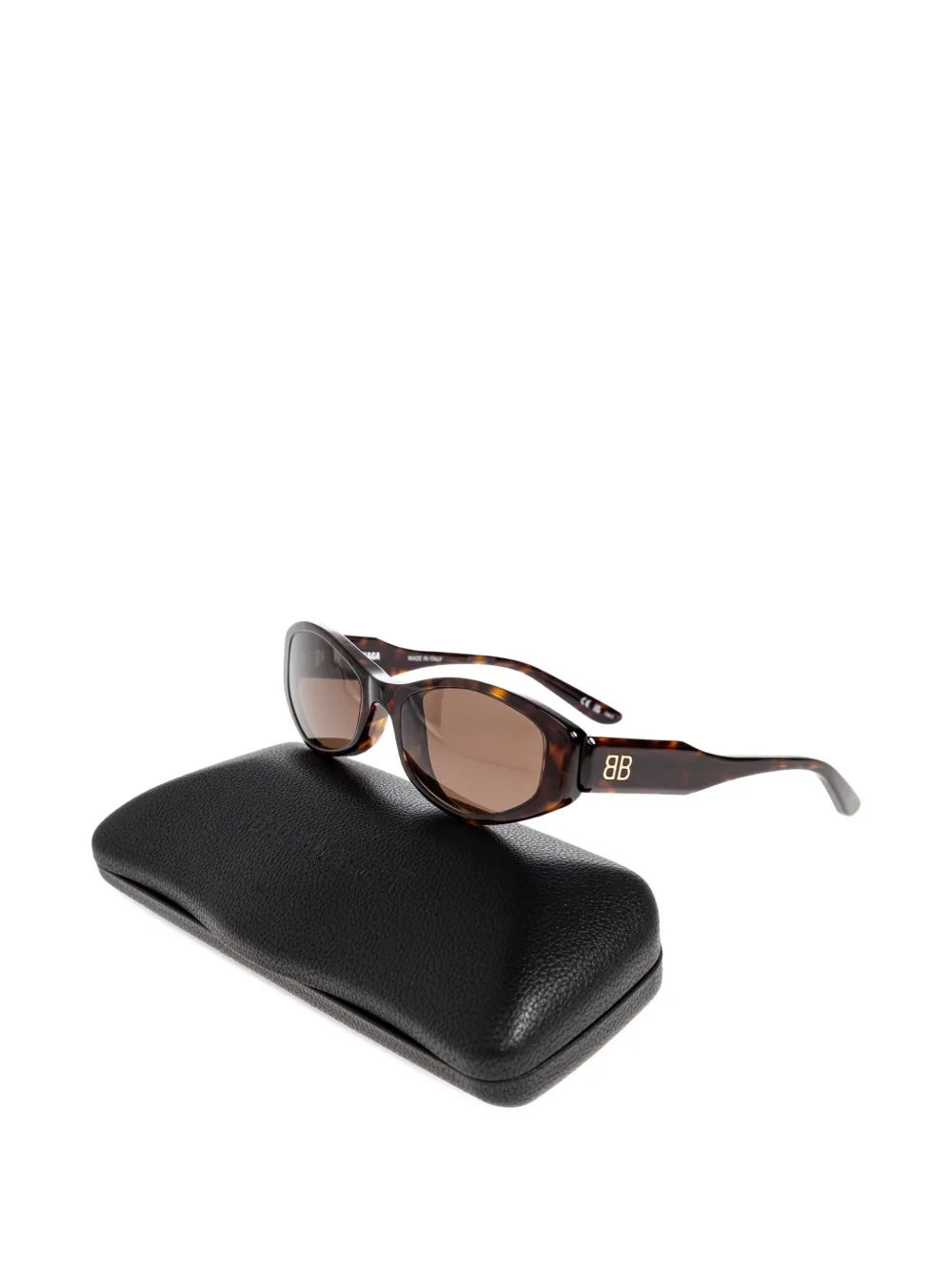 Balenciaga Eyewear Zonnebril met ovalen montuur en BB-logo Bruin