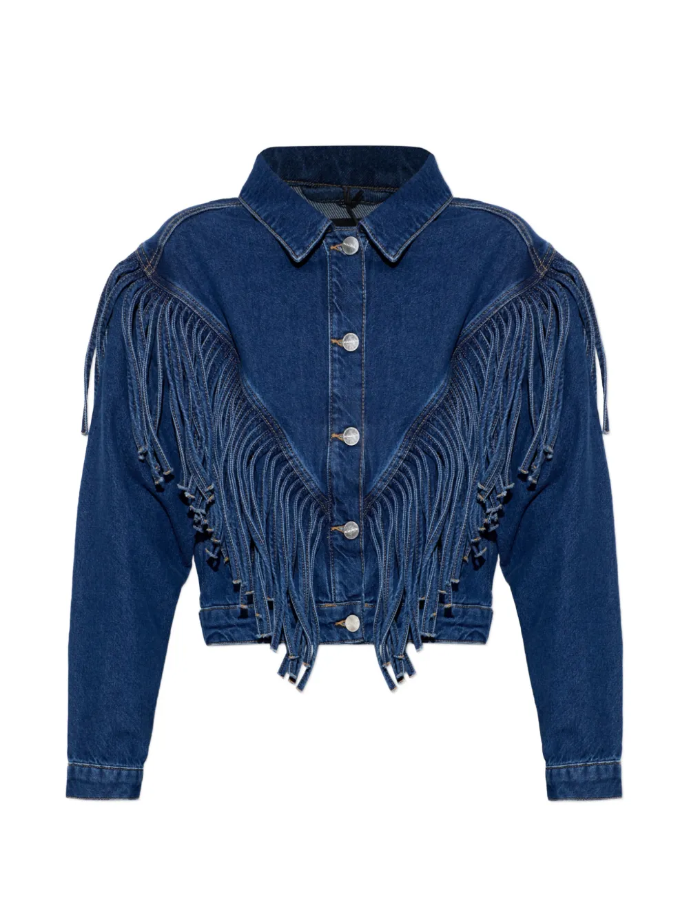 AllSaints Giacca denim Marlene con frange - Blu