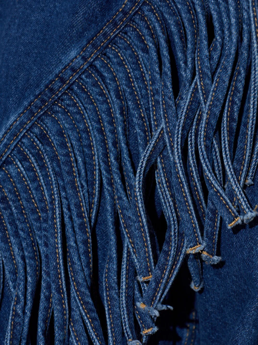 AllSaints Marlene denim jack met franje Blauw