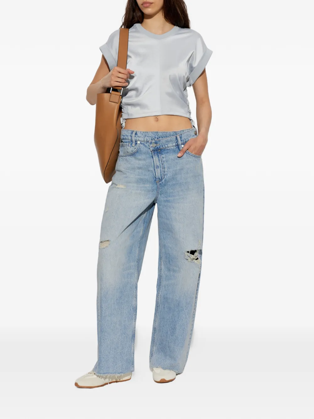 AllSaints Mira T-shirt met ruches Blauw