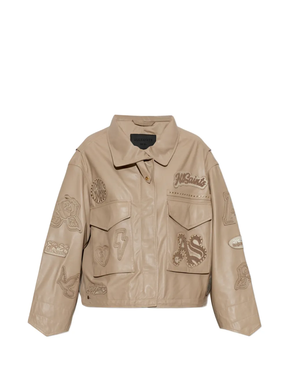 AllSaints Clay Oversized-Jacke mit Patch-Detail - Braun