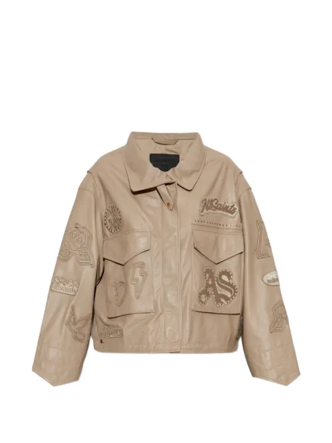 AllSaints Clay logo-patch leather jacket