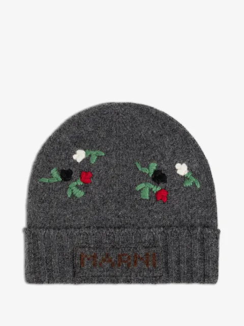 Marni floral-embroidered beanie hat