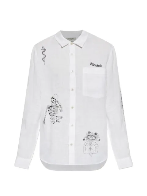 AllSaints Terror graphic-print linen shirt