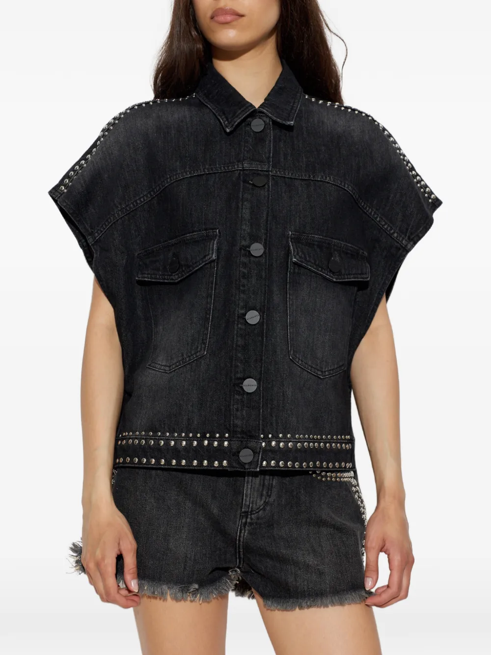 AllSaints Denim blouse Zwart