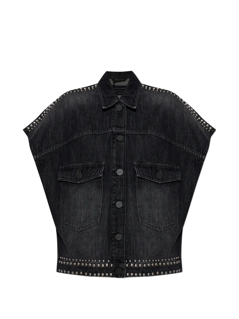 AllSaints Camicia Alba in denim con borchie - Nero