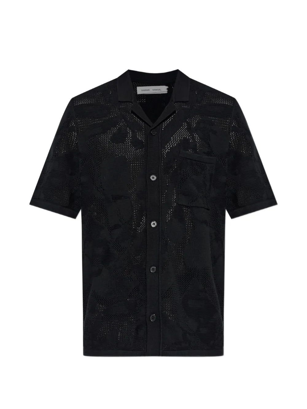 Samsoe & Samsoe Saconald Open-knit Shirt In Black