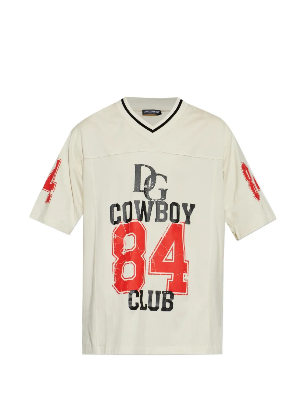 Dolce & Gabbana logo-print V-neck T-shirt - Toni neutri