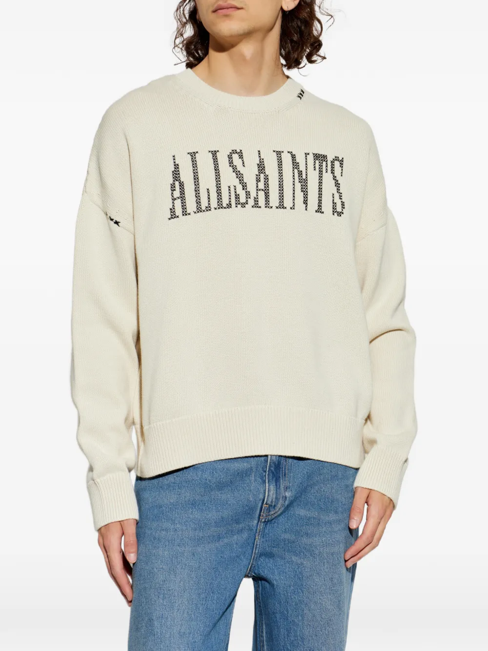 AllSaints Trui met logo Beige