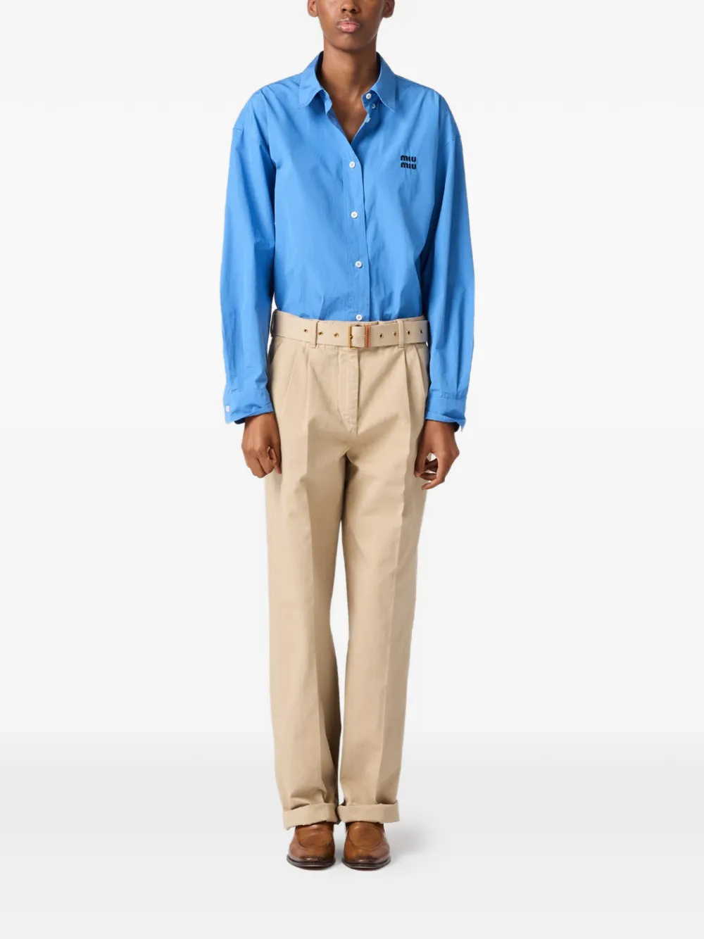 Miu Popeline overhemd Blauw