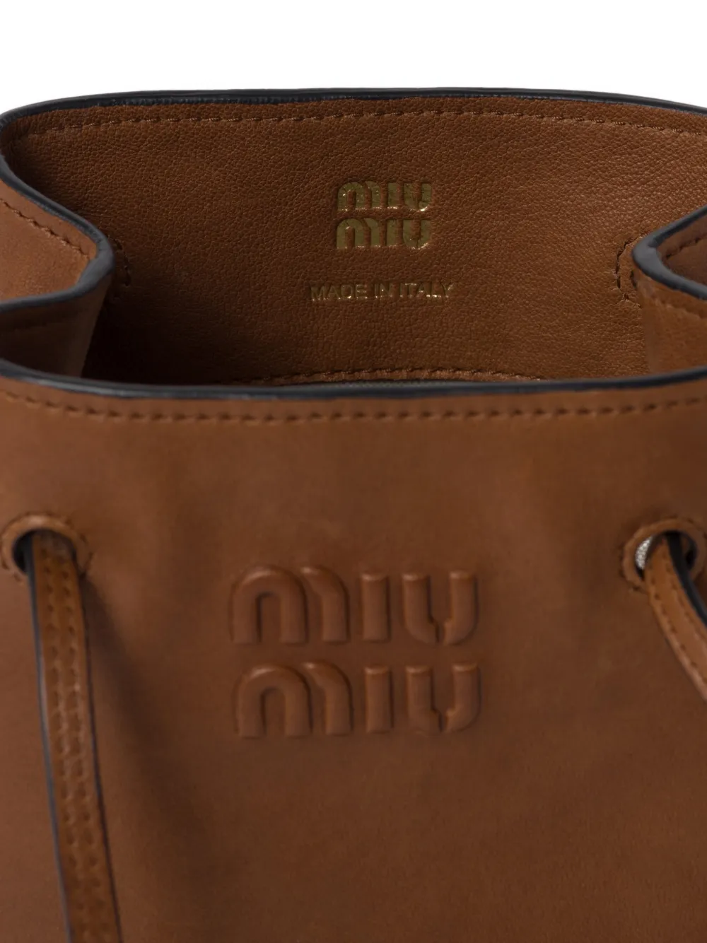 Miu Tas van nappa leer Bruin