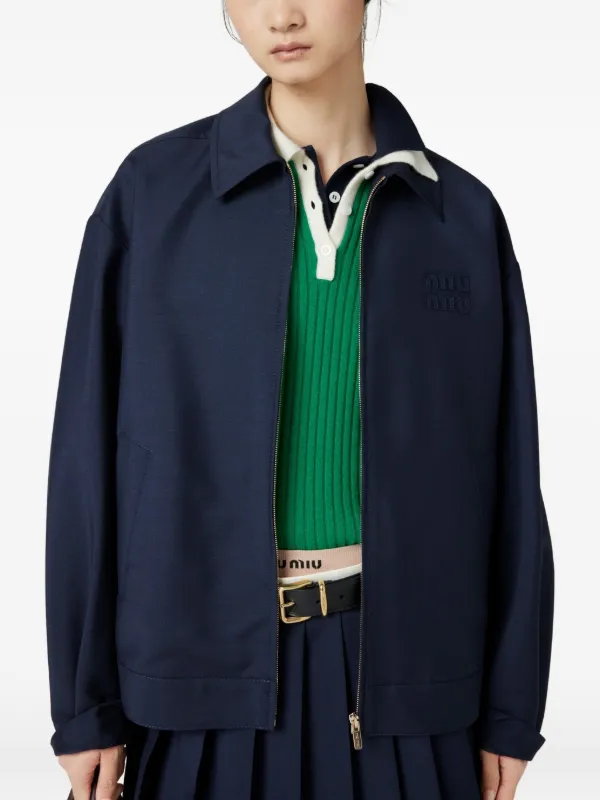 Miu Miu Mohair Blouson Jacket | Blue | FARFETCH ZA