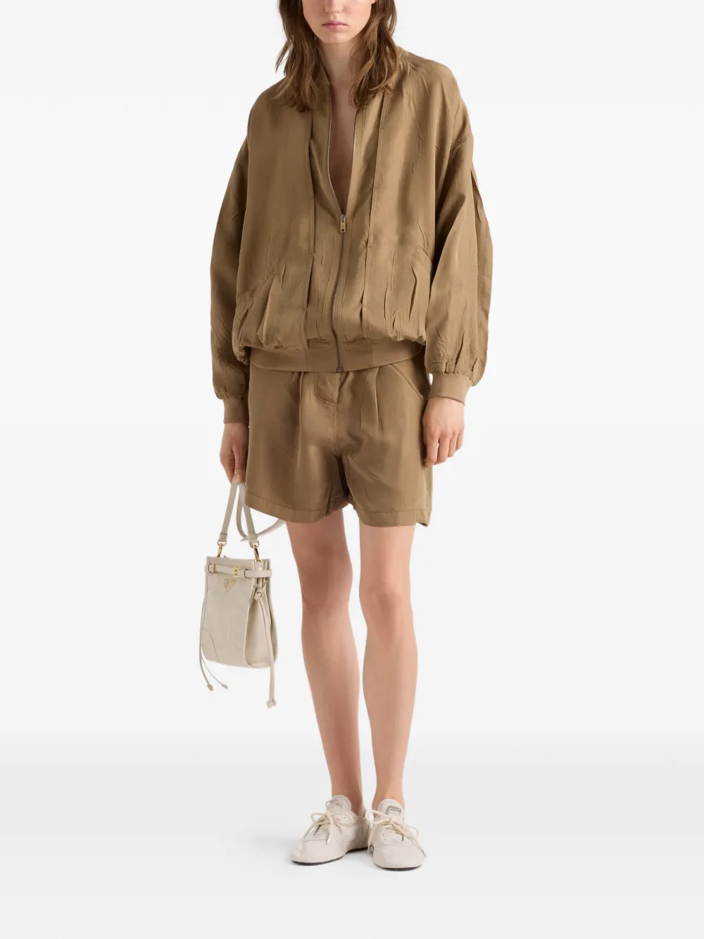 Prada Zijden bomberjack Beige