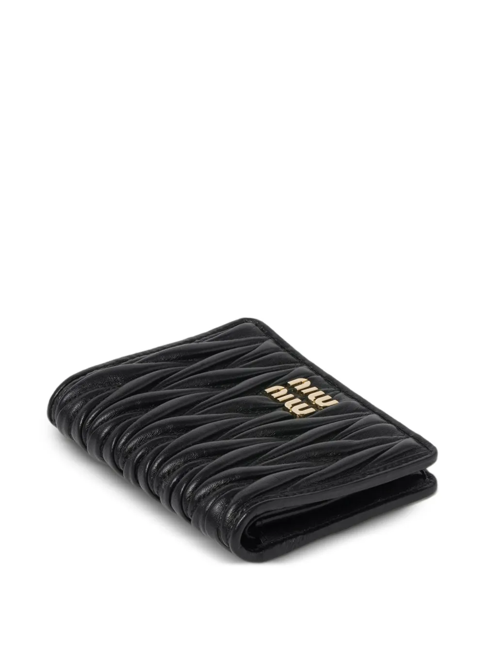 Miu Matelassé kleine nappa leren portemonnee Zwart