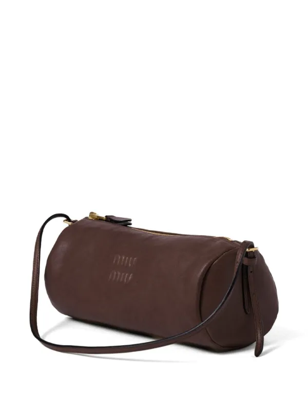 Miu Miu logo-embossed Leather Pouch | Brown | FARFETCH
