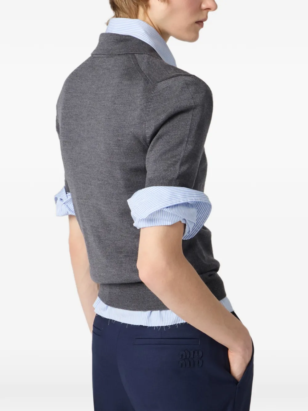 Miu Wollen gebreid poloshirt Grijs