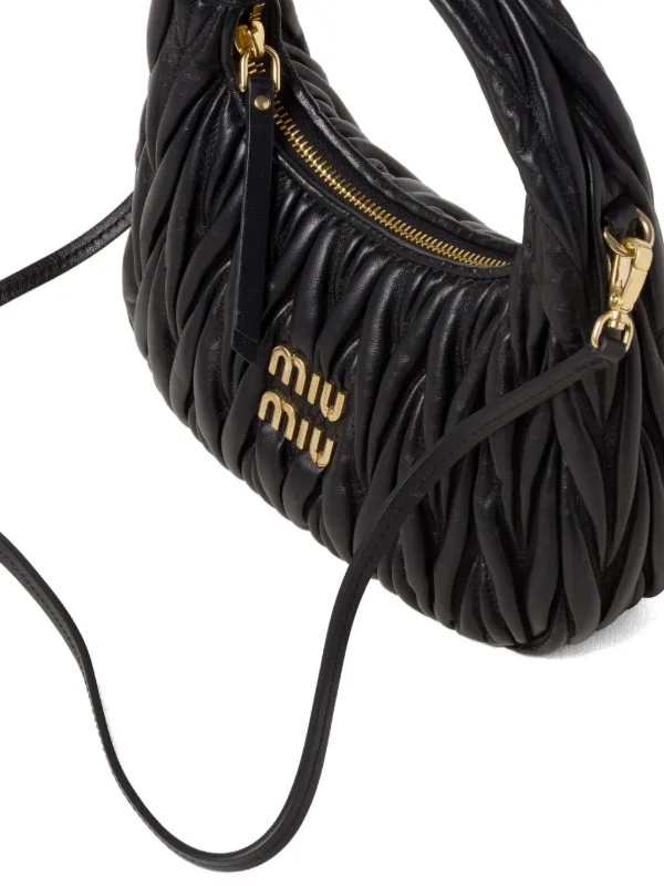 Miu Miu Wander Matelassé Nappa Leather Shoulder Bag | Black | FARFETCH