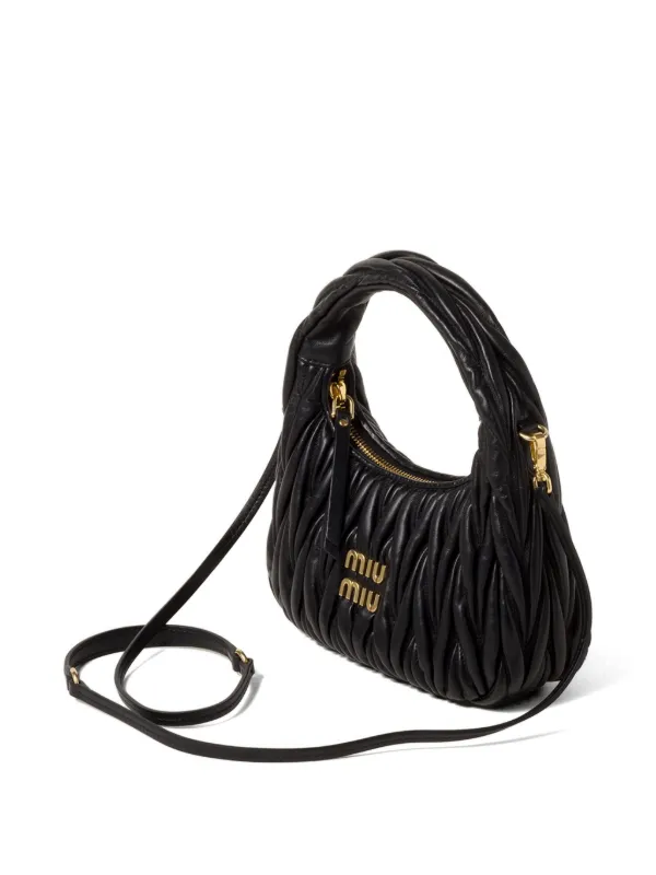 Miu Miu Wander Matelassé Nappa Leather Shoulder Bag | Black | FARFETCH