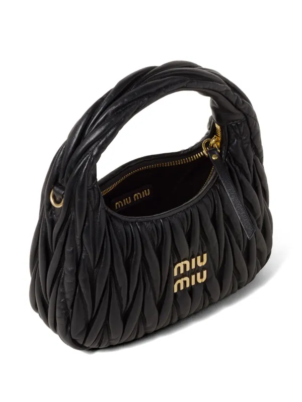 Miu Miu Wander Matelassé Nappa Leather Shoulder Bag | Black | FARFETCH