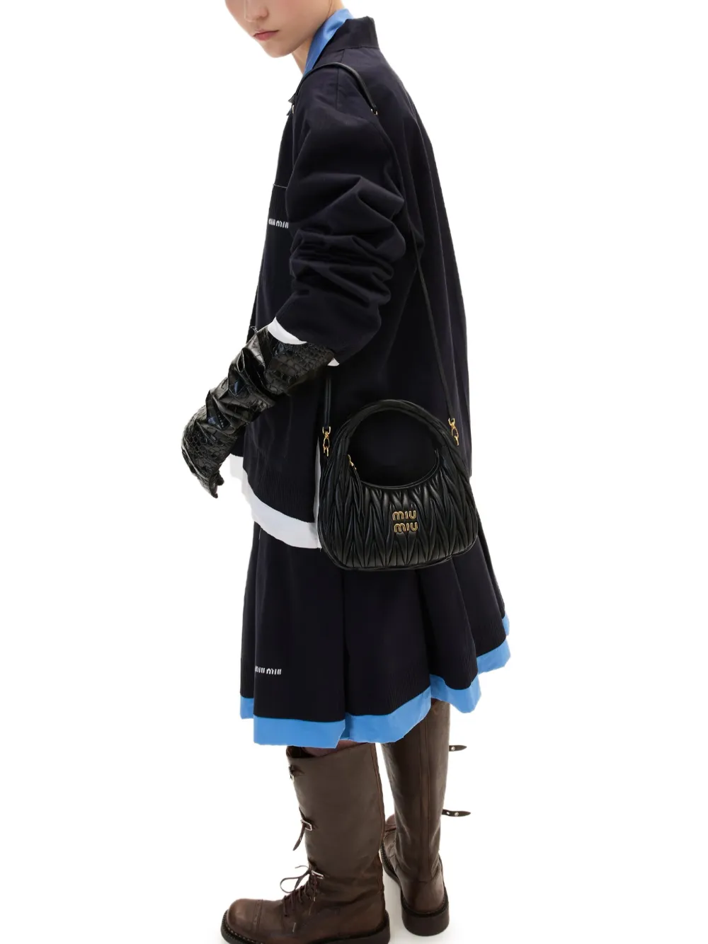 Miu Wander matelassé nappa leren shopper Zwart