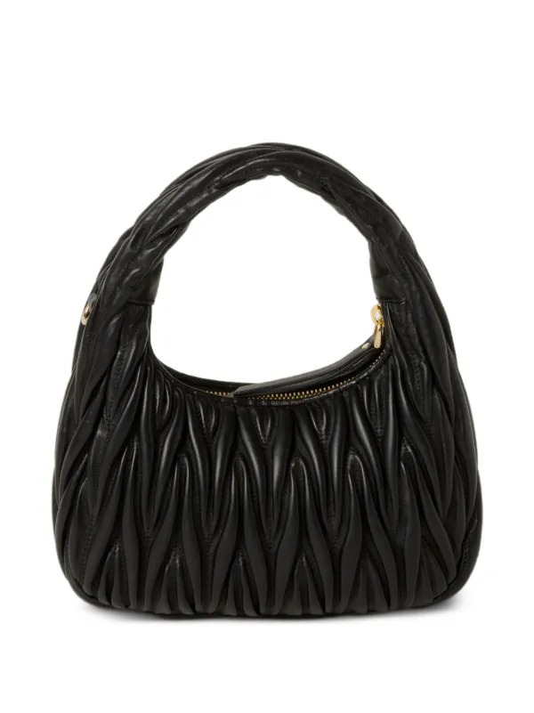 Miu Miu Wander Matelassé Nappa Leather Shoulder Bag | Black | FARFETCH