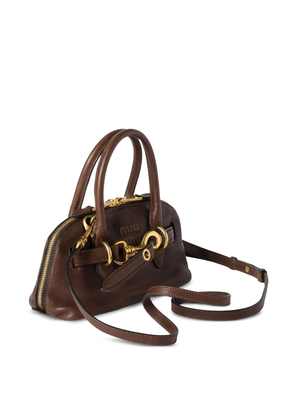 Miu Aventure nappa leren mini-tas Bruin