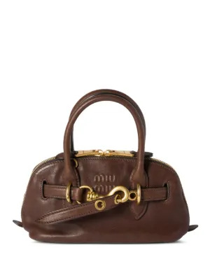 Miu Miu Aventure レザーハンドバッグ | ブラウン | FARFETCH JP