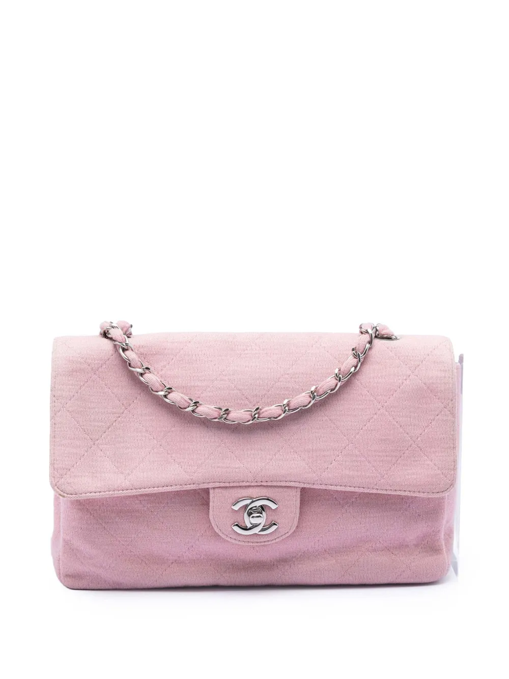 CHANEL Pre-Owned 1997-1999 Medium Classic Jersey Single Flap crossbody bag - Pink