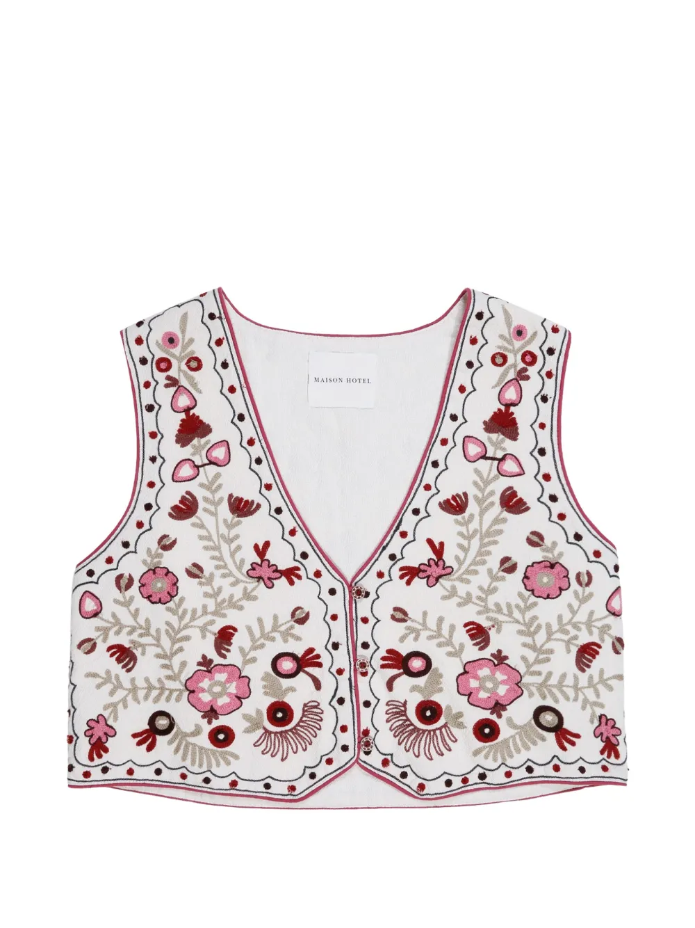 MAISON HOTEL Lola embroidered vest - White