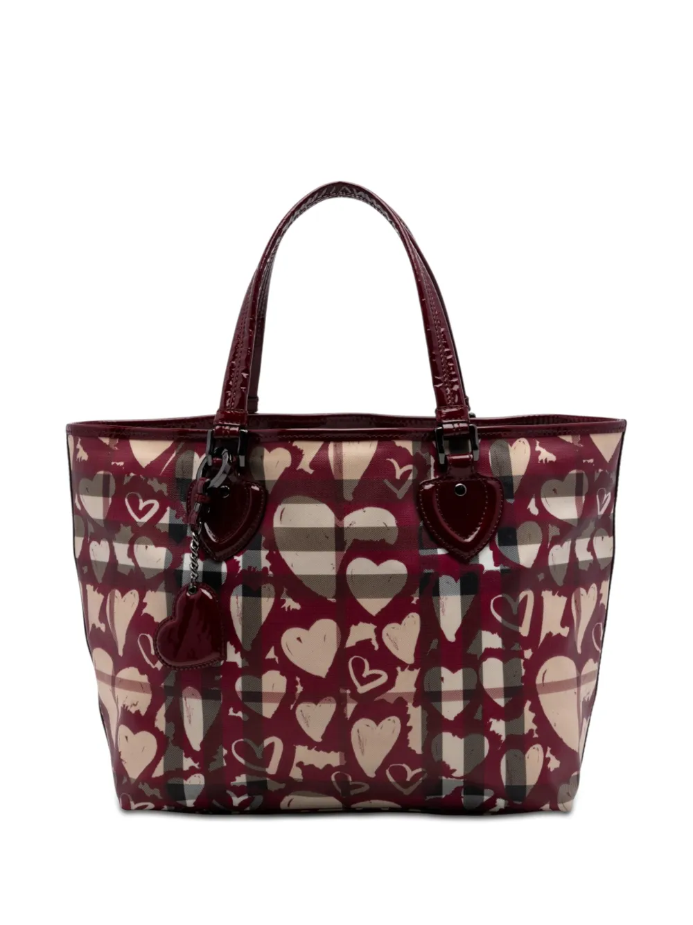 Burberry Pre-Owned 2000-2017 House Check Coated Canvas Hearts Gracie tote bag - Rosso