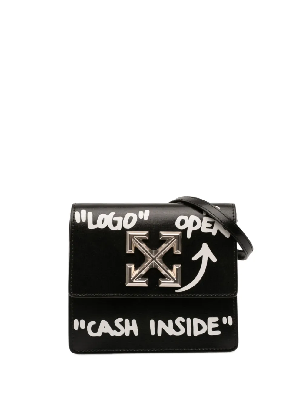 Off-White Pre-Owned 2020-2025 Glazed Calfskin Cash Inside Jitney 0.7 Bag crossbody bag - Nero