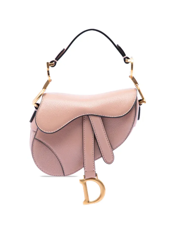 Dior Pre-owned 2021 Micro Goatskin Saddle Bag Satchel in Brown