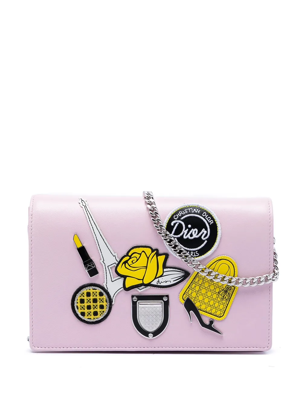Christian Dior Pre-Owned 2016 Leather Patch Embroidered Diorama Wallet On Chain crossbody bag - Rosa