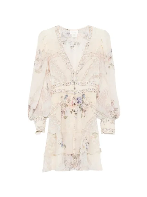 Camilla robe courte en soie à fleurs