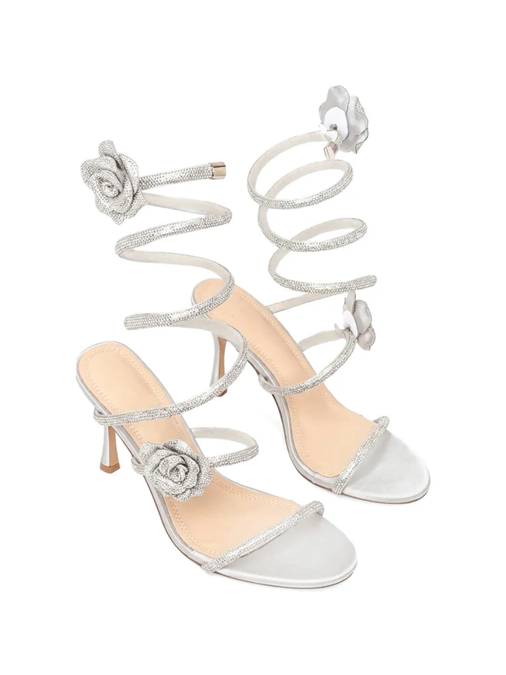 TWENTY FOURHAITCH Coral sandalen met bloemen-detail Zilver