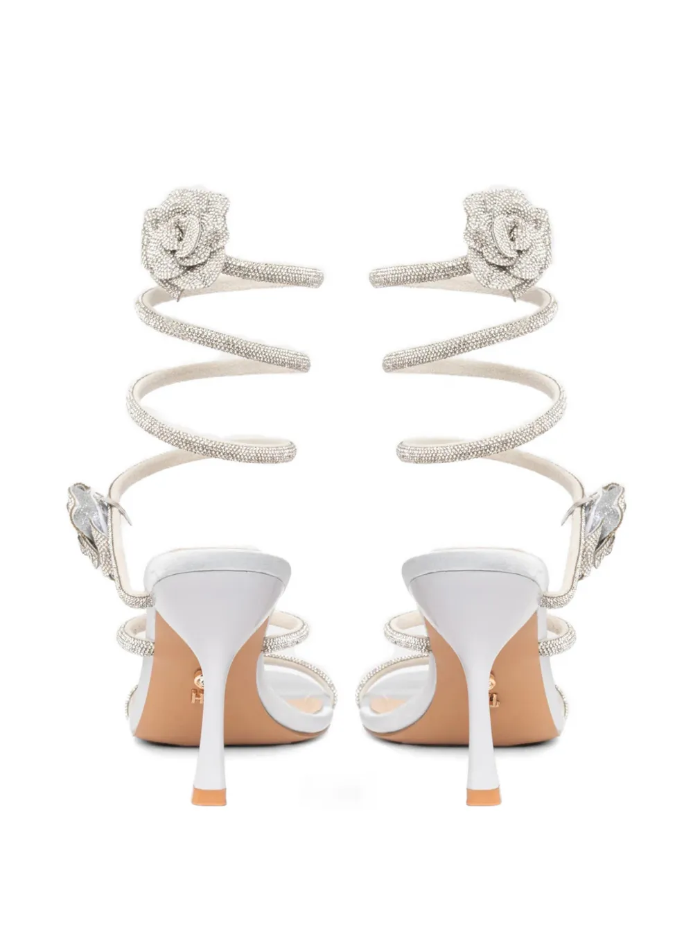 TWENTY FOURHAITCH Coral sandalen met bloemen-detail Zilver