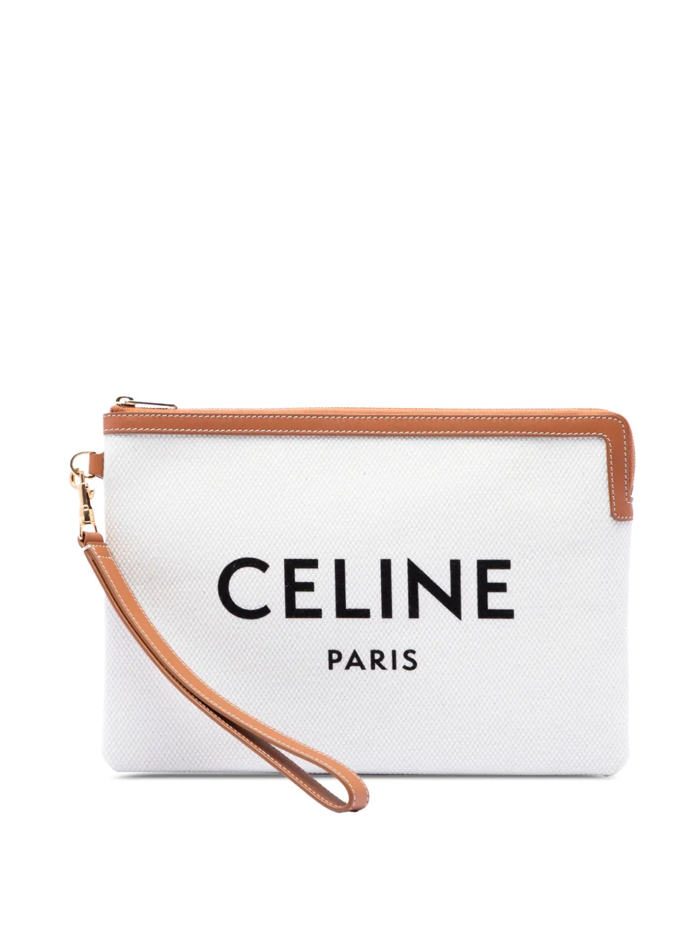 Celine Pre-Owned 2020 Large Canvas Logo Pouch clutch bag - Marrone