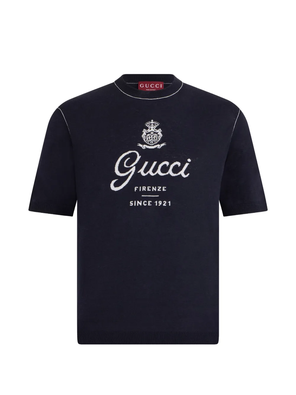 Gucci logo-intarsia short-sleeve sweater - Blau