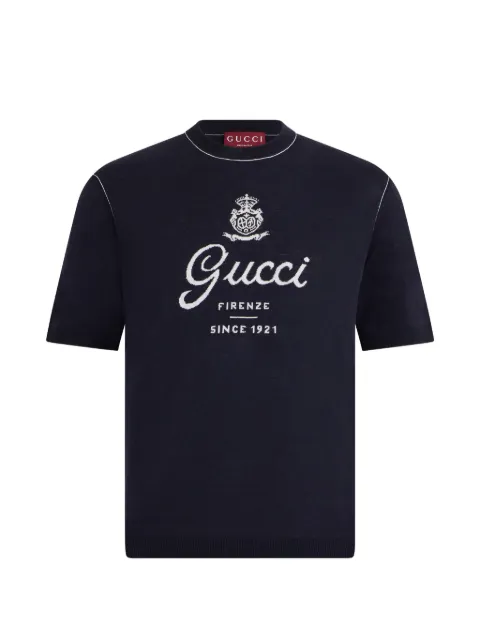 Gucci logo-intarsia short-sleeve sweater