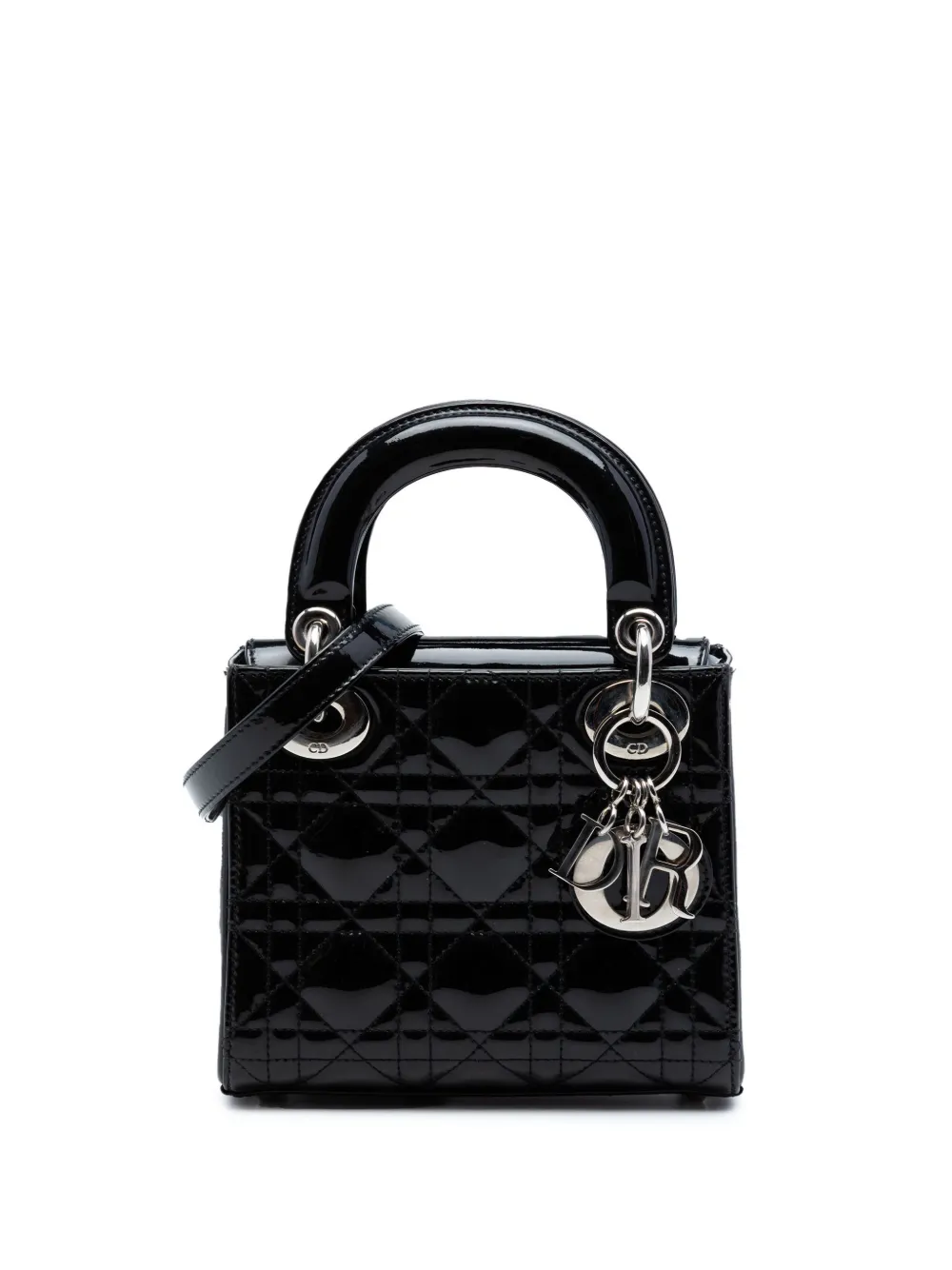 Christian Dior Pre-Owned 2011 Mini Patent Cannage Lady Dior satchel - Nero